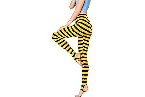 Women's Black and Yellow Printed High Waist Elastic Waistband Party Yoga Christmas Stirrup Pants
