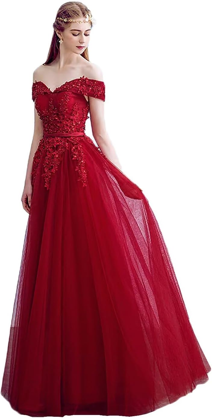 LEJY Women's Aline Tulle Prom Dress Off Bridesmaid Cocktail Evening Dress