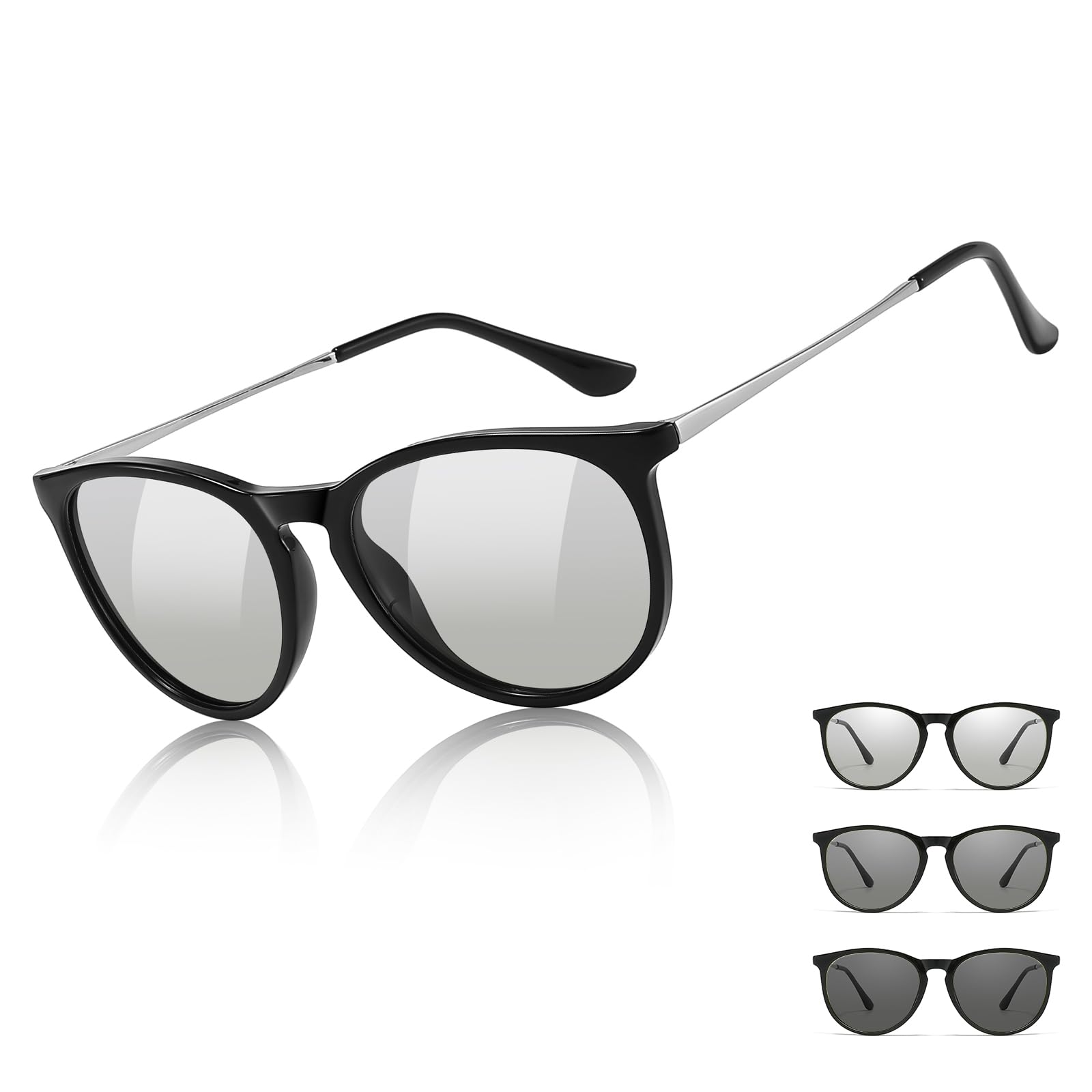 TJUTR Photochromic Polarized Sunglasses for Women and Men Anti-Glare UV400 Protection for Day Night Driving