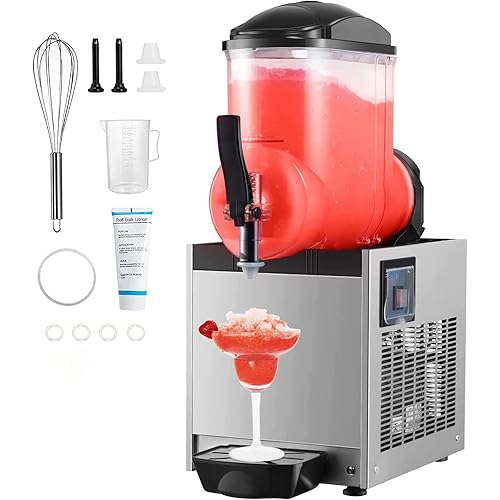 Commercial Slushy Machine 12L Single-Bowl Slush Frozen Drink Machine 600W Stainless Steel Margarita Smoothie Maker with Compressor for Restaurant Bar
