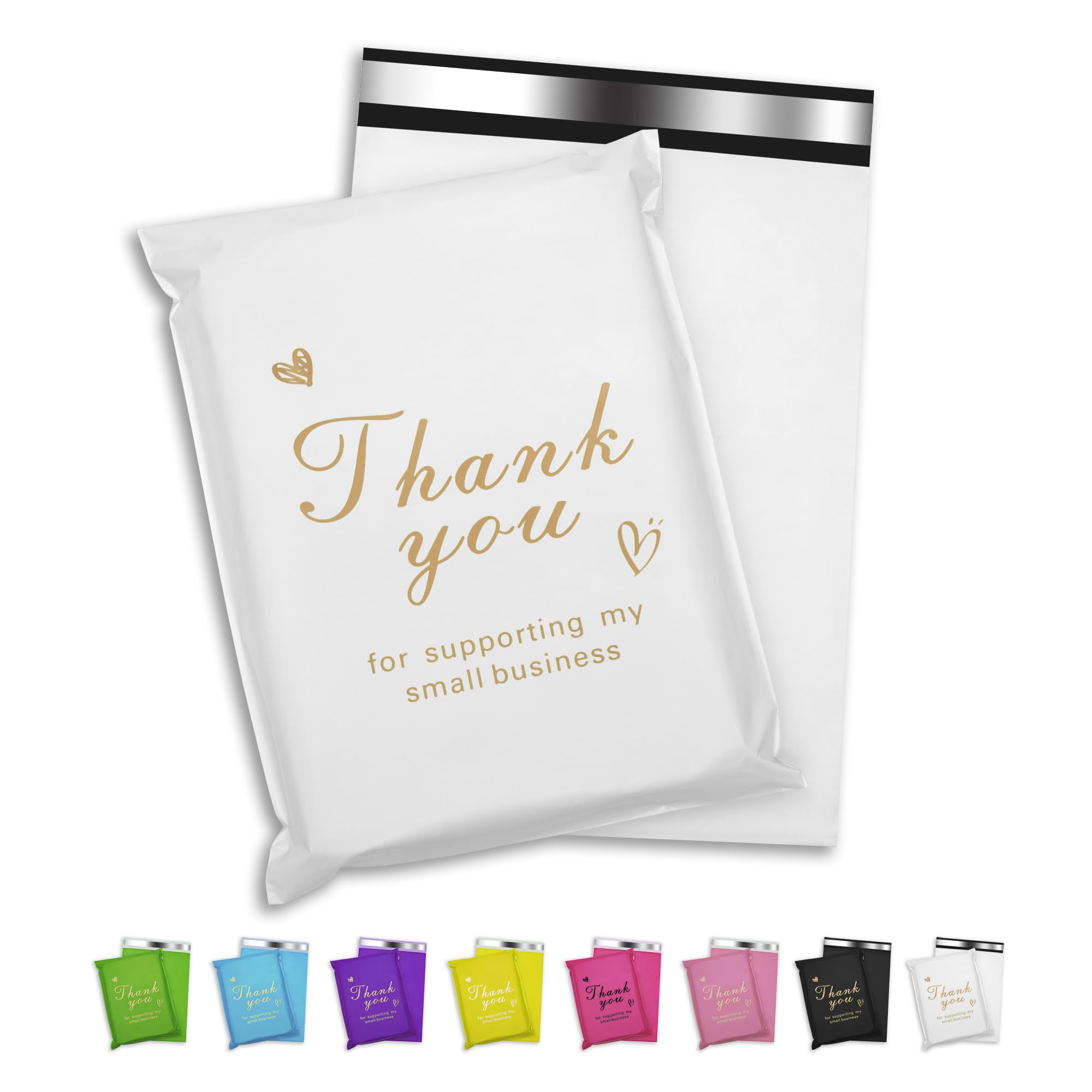 Jowlroel Thank You Poly Mailer 6x9 Inch 100 Pcs, Waterproof and Tear-Resistant Shipping Bags for Clothing, White Mailing Bags with Self-Seal, Cute