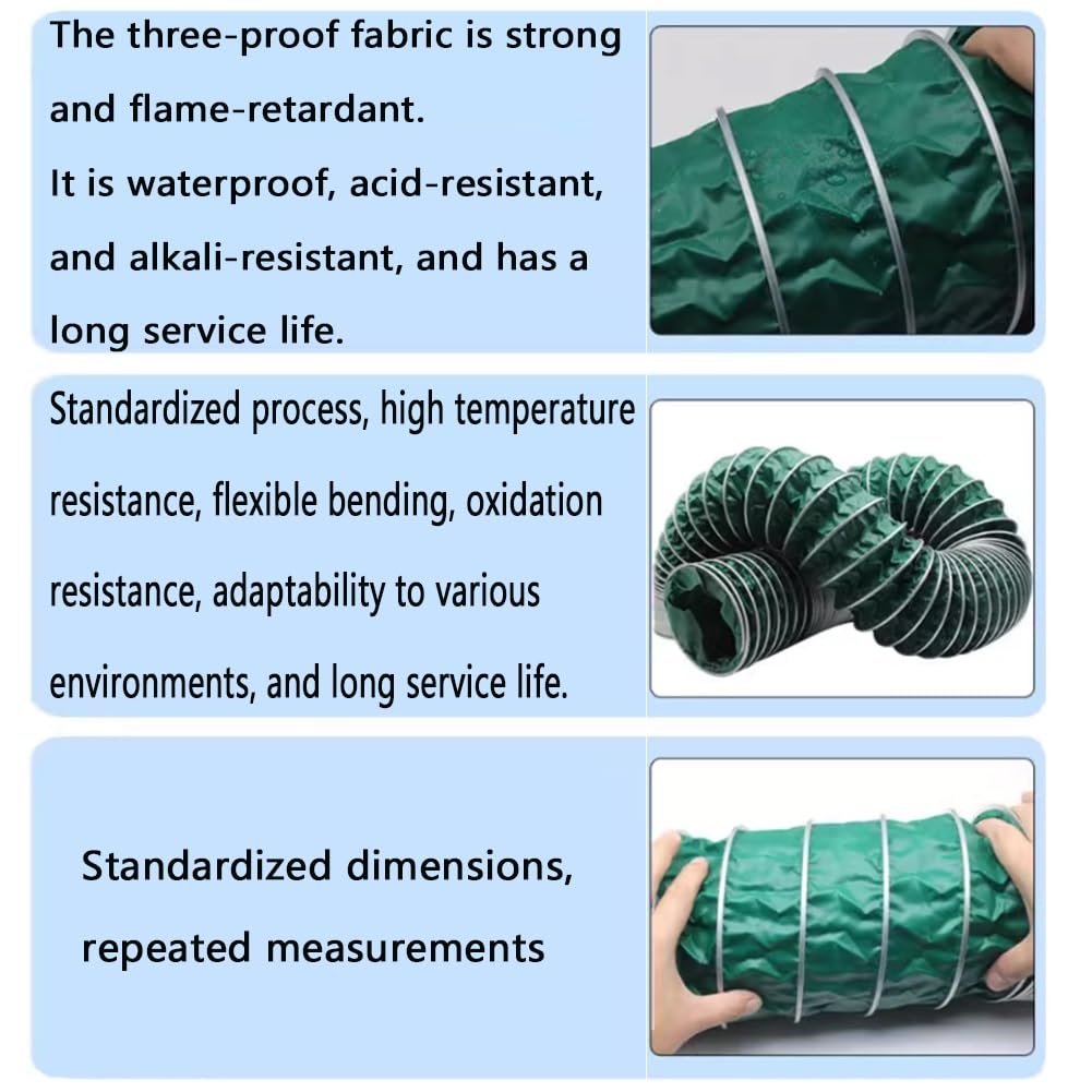 Tubo Flessibile per Condotti, Tubo Flessibile per Condotti Lunghi, Ventilazione Industriale Ignifuga, per HVAC, Sfiato per Asciugatrice, Riscaldamento/raffreddamento(Green/4 m,Diameter-125mm)
