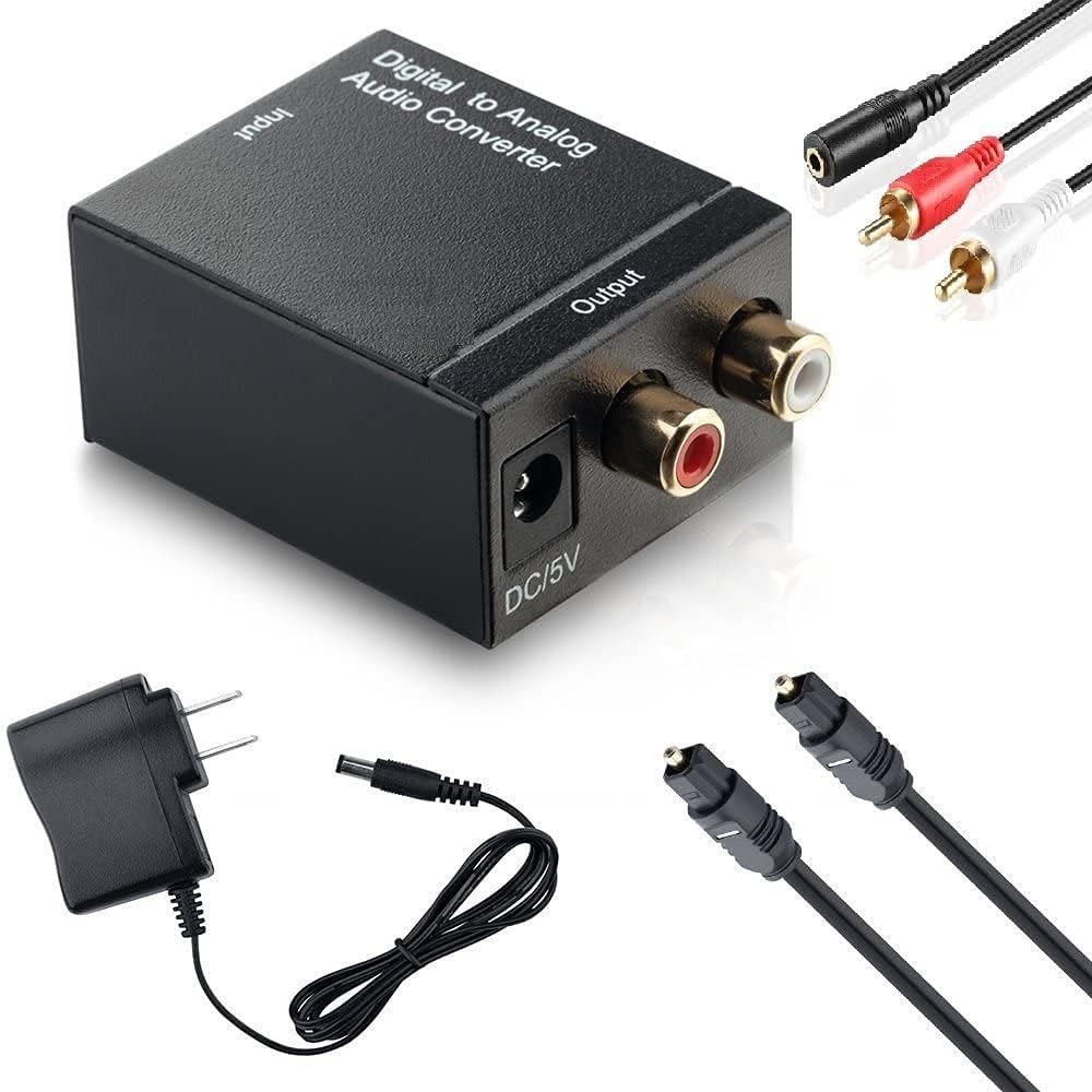 Digital to Analog Audio Converter DAC Digital SPDIF Optical to Analog L/R RCA Adapter Toslink Optical to 3.5mm Jack Adapter with Fiber Cable and USB Cable for PS3 HD DVD PS4 Amp Apple TV Home Cinema-image-12