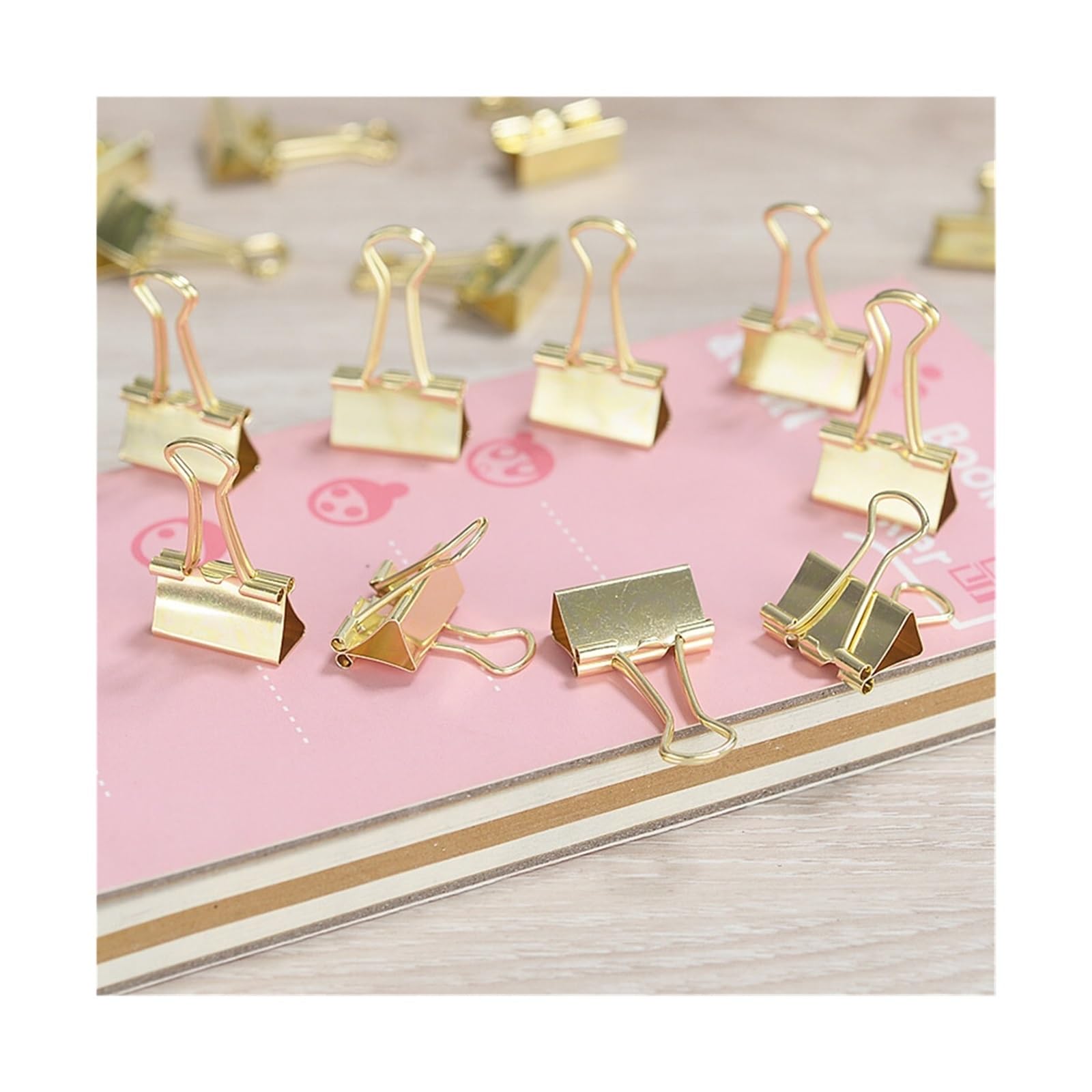 Foldback Klammern 100 Stück goldene Papierklammern aus Metall | Papierbinderklammer, Büroklammern, Mini-Binderklammern for Büro, Zuhause, Schule, Unternehmen(25mm)