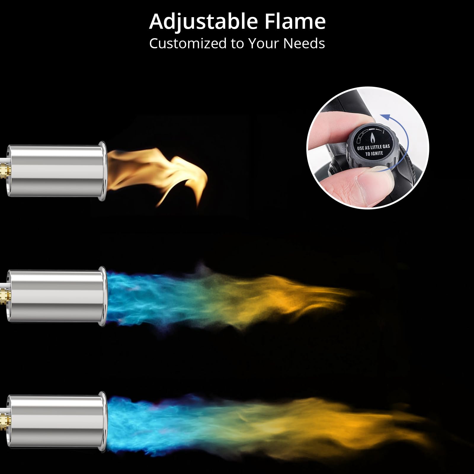 Sondiko Lot de 2 chalumeaux puissants au propane L8010, sous vide, allume-feu de camp, brûleur de chalumeau en bois réglable pour saisir le steak, le barbecue, le soudage (noir, gris) réservoir de