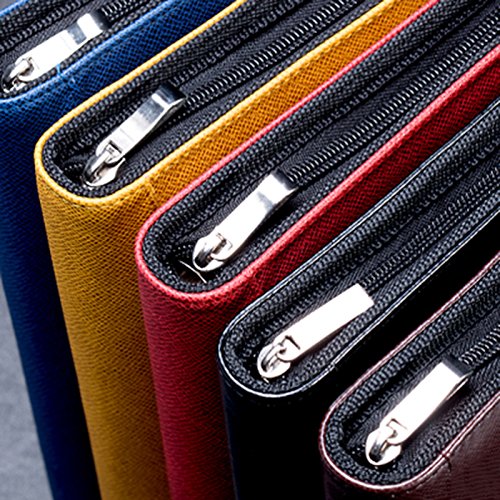 ZZ Lighting Executive Zippered Professional Business Planner Zipper 6-Ring Binder Organizer Packet Portfolio with Filler Paper Calculator Card Bag（A5 Yellow） - Thumbnail 4