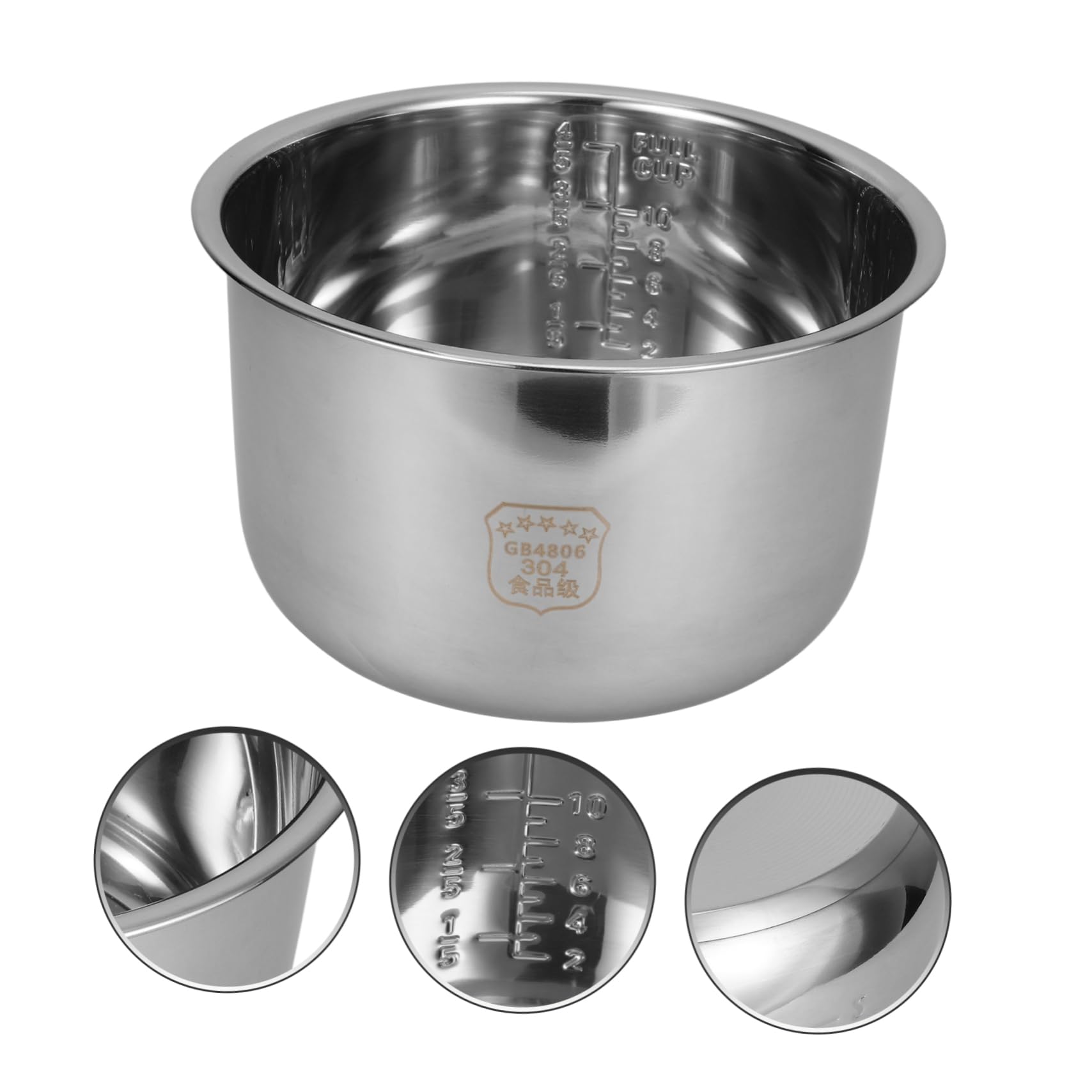 COLLBATH Pentola per Cuociriso Acciaio Inossidabile Design Antiaderente e Multifunzionale Accessorio per Cucina Elettrica Compatibile con Cuociriso Standard