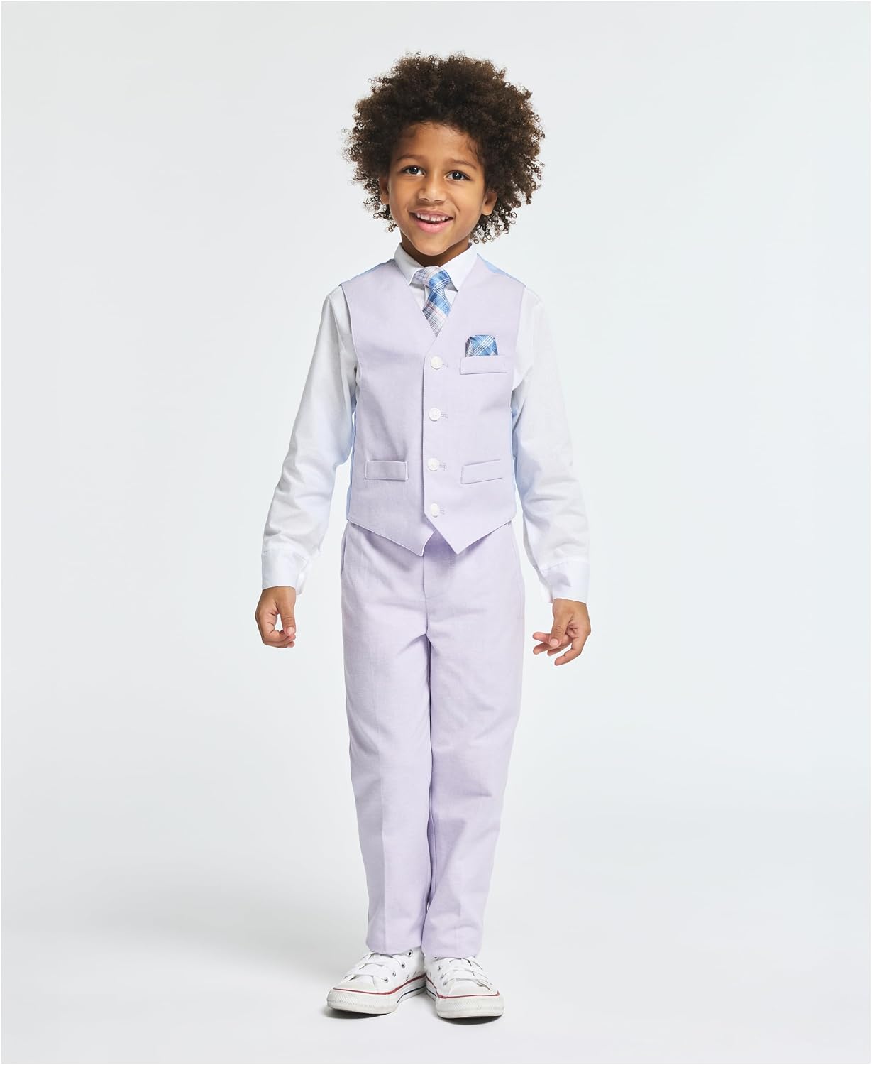 Nautica Boys' 4-piece Formal Suit Set with Vest, Pants, Collared Dress Shirt, and Tie