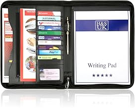 H&S A4 Zipped Faux Leather Conference Folder, Portfolio Folder & Business Organiser - Document Organiser