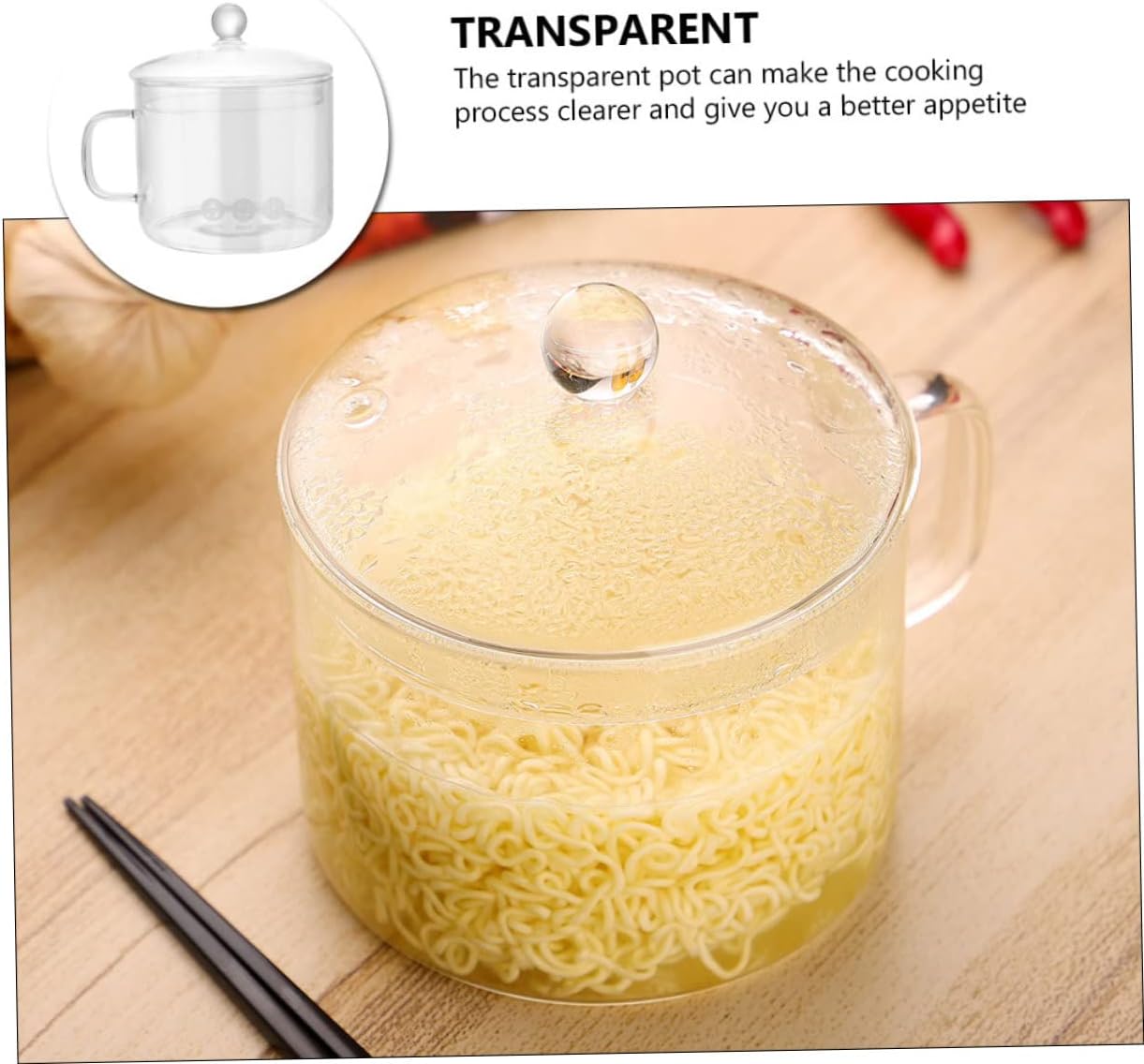 Heat Resistant Glass Saucepan Cooking Pot Lid Stewing Pot for Soup Noodles
