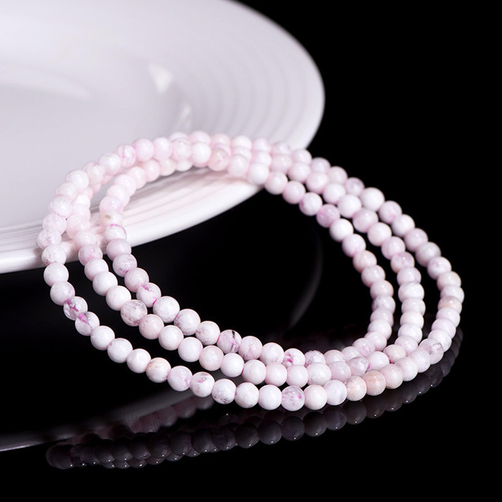 Braccialetti Rosa Naturali Fatti a Mano, Braccialetti Elasticizzati con Pietre preziose al Quarzo Fantasma Braccialetti Quarzo Rosa, per l'energia positiva dell'amore Meditazione,3MM