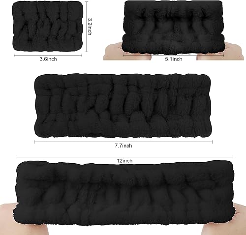 Miniatura 6 de WHAVEL Juego de 9 diademas y muñequeras para lavado facial, diadema de spa de maquillaje y pulsera para el cuidado de la piel, bandas para el brazo