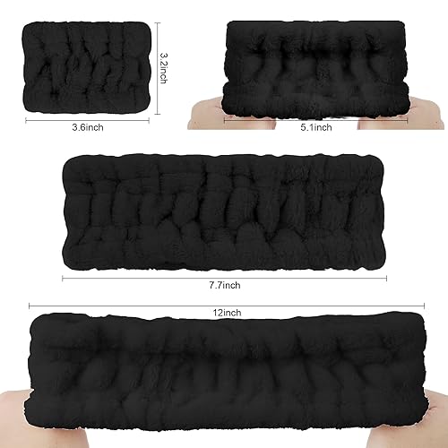 Miniatura 6 de WHAVEL Juego de 9 diademas y muñequeras para lavado facial, diadema de spa de maquillaje y pulsera para el cuidado de la piel, bandas para el brazo