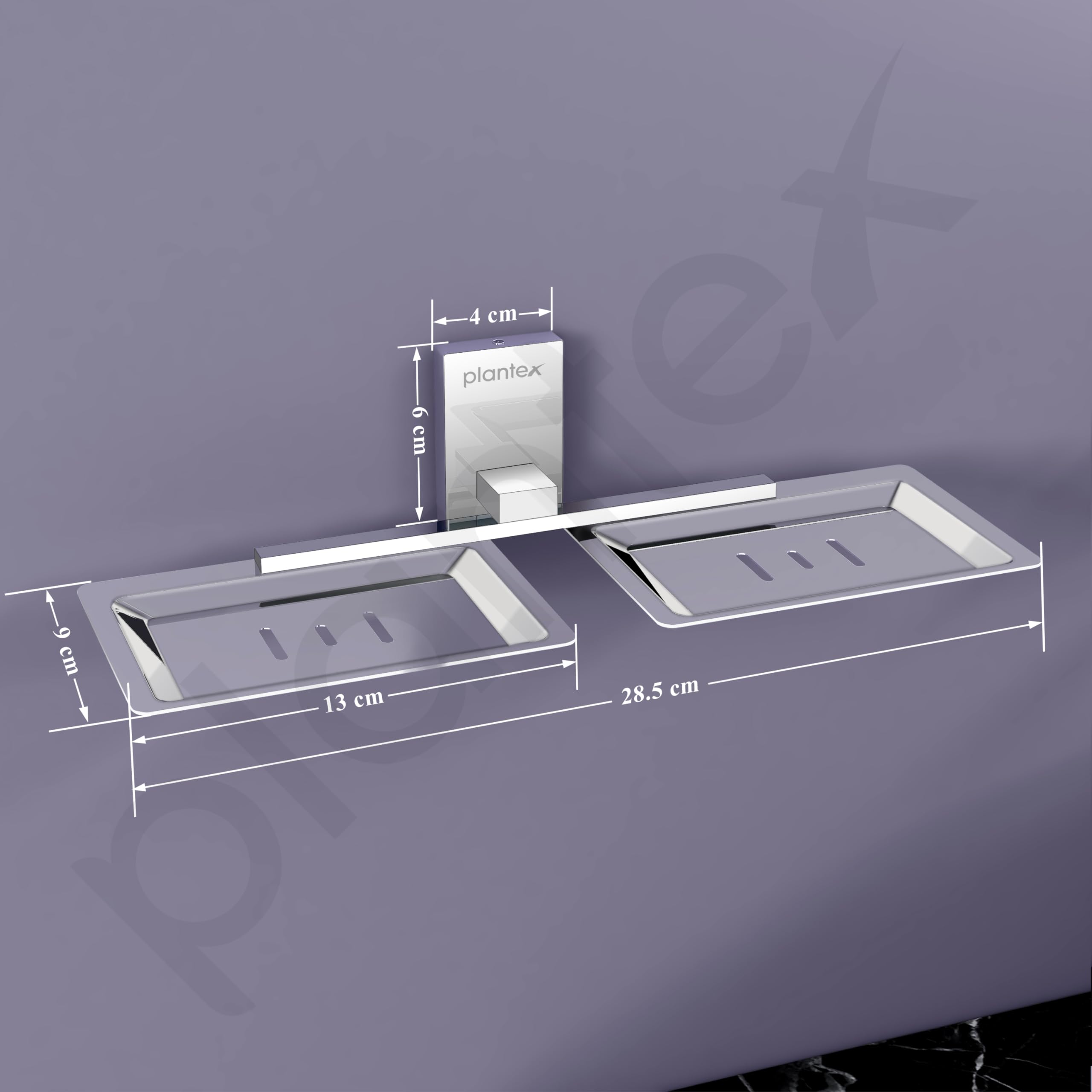 Plantex 304 Grade Stainless Steel Double Soap Dish Stand For Bathroom & Kitchen/Soap Dish/Bathroom Accessories - Iris (Chrome)