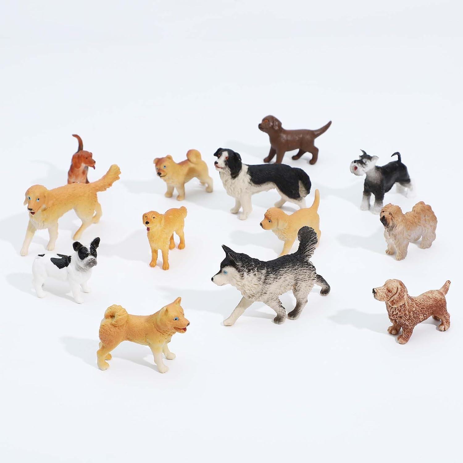 ONEST 20 Pieces Mini Dog Figurines Playset Hand Painted Tiny Dogs Realistic Detailed Plastic Puppy Figures Toys Small Dog Figurines for Kids Adults