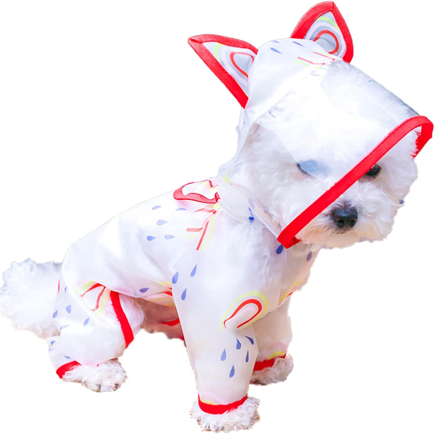Transparent Dog Raincoat with Leash Hole Hoodie Slicker Clear Rain Poncho Jacket for Small Dogs