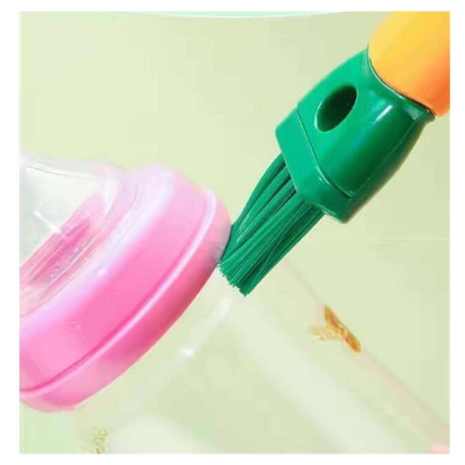 4-in-1 Reinigungsburste fur Wasserbecher und Milchflasche | Kunststoff mit integriertem Stahldraht, Langgriffwerkzeug fur Teetassen und Wasserbehalter(Yellow)