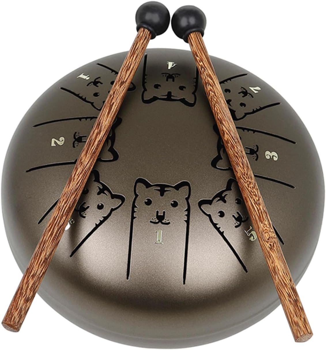 BESPORTBLE 5.5 Inch Stainless Steel Tongue Drum Zodiac Meditation Percussion Instrument Mallets Portable Music Drum for Beginners and Relaxation