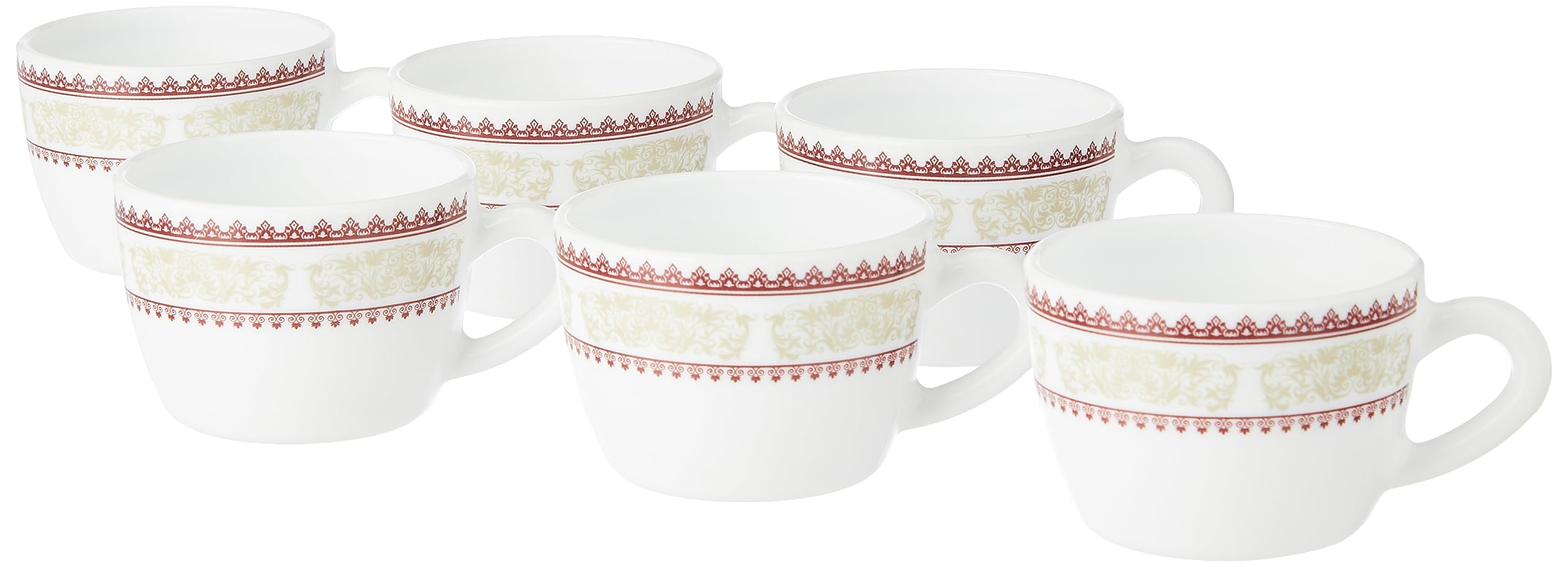 Larah by BOROSIL Elega Opalware Cup Set of 6 pcs | Tea/Coffee Cups 140 ml | Microwave & Dishwasher Safe | Bone-Ash Free | Crockery Set Ideal for Daily Use & Gifting, White