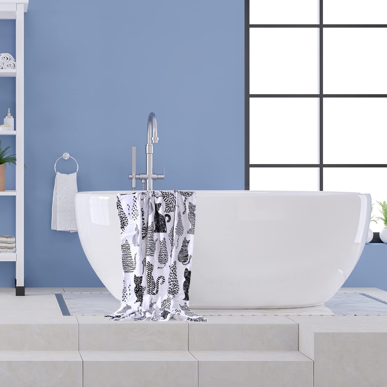 LIVILAN Cat Kitten Beach Towel, Soft Microfiber, 30”x60”, Quick Dry, Sand Proof, Perfect for Women, Anime Picnic, Bath, Pool, Yoga, Cute Hello Kitty Design, Ideal Gifts for Cat Lovers - Image 3