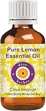 Deve Herbes Lemon Essential Oil (Citrus limonum) Pure | Non-Sticky | Non-greasy | Lightweight | Men & Women | All Skin Types | Steam Distilled 15ml