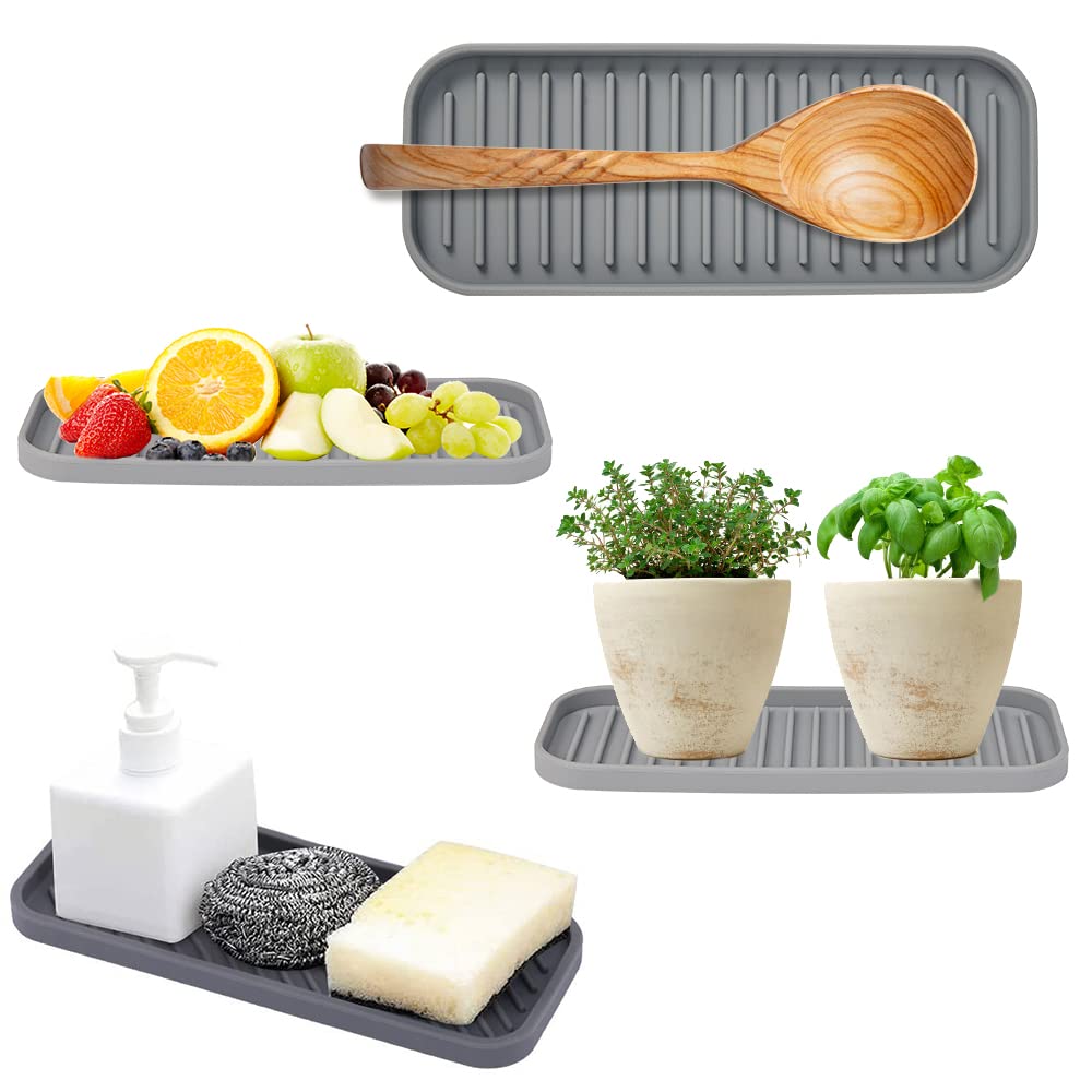 Porte Eponge Evier Cuisine, 2 Pièces Silicone Organisateur Cuisine, Flexible Cuisine Polyvalente Tapis Égouttoir, Noir Organisateur Evier, Organisateur Évier Pour Cuisine, Salle De Bain, Cosmétiques