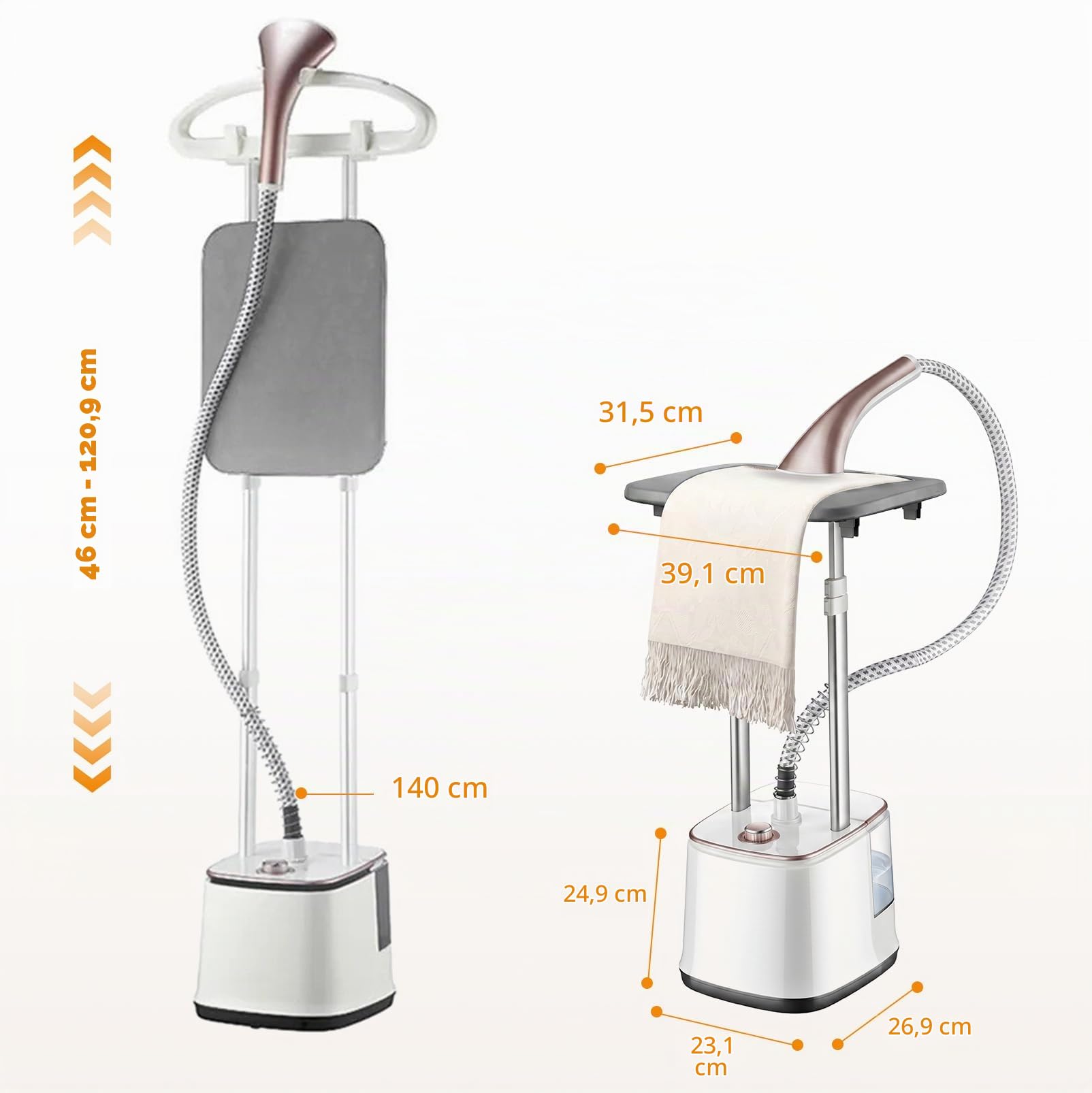 Piastra a vapore verticale 2 in 1 asse da stiro stazione da stiro a vapore | 2000 W e spazzola a vapore con 10 livelli di vapore, serbatoio dell'acqua da 2,7 l, stazione per ferro da stiro a
