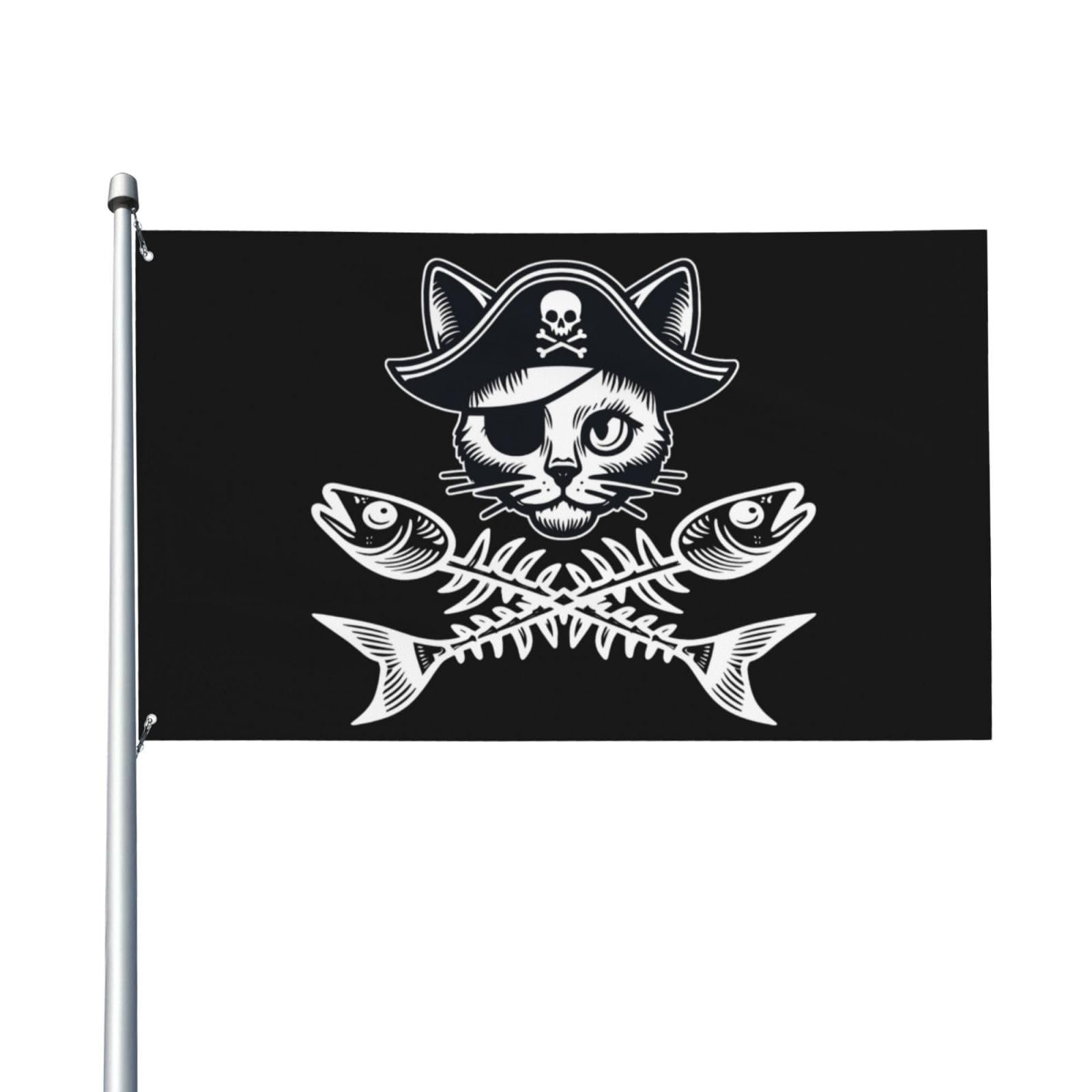 Pirate Cat Skull Flag 3x5 ft Garden Yard Banner Indoor Outdoor Decoration