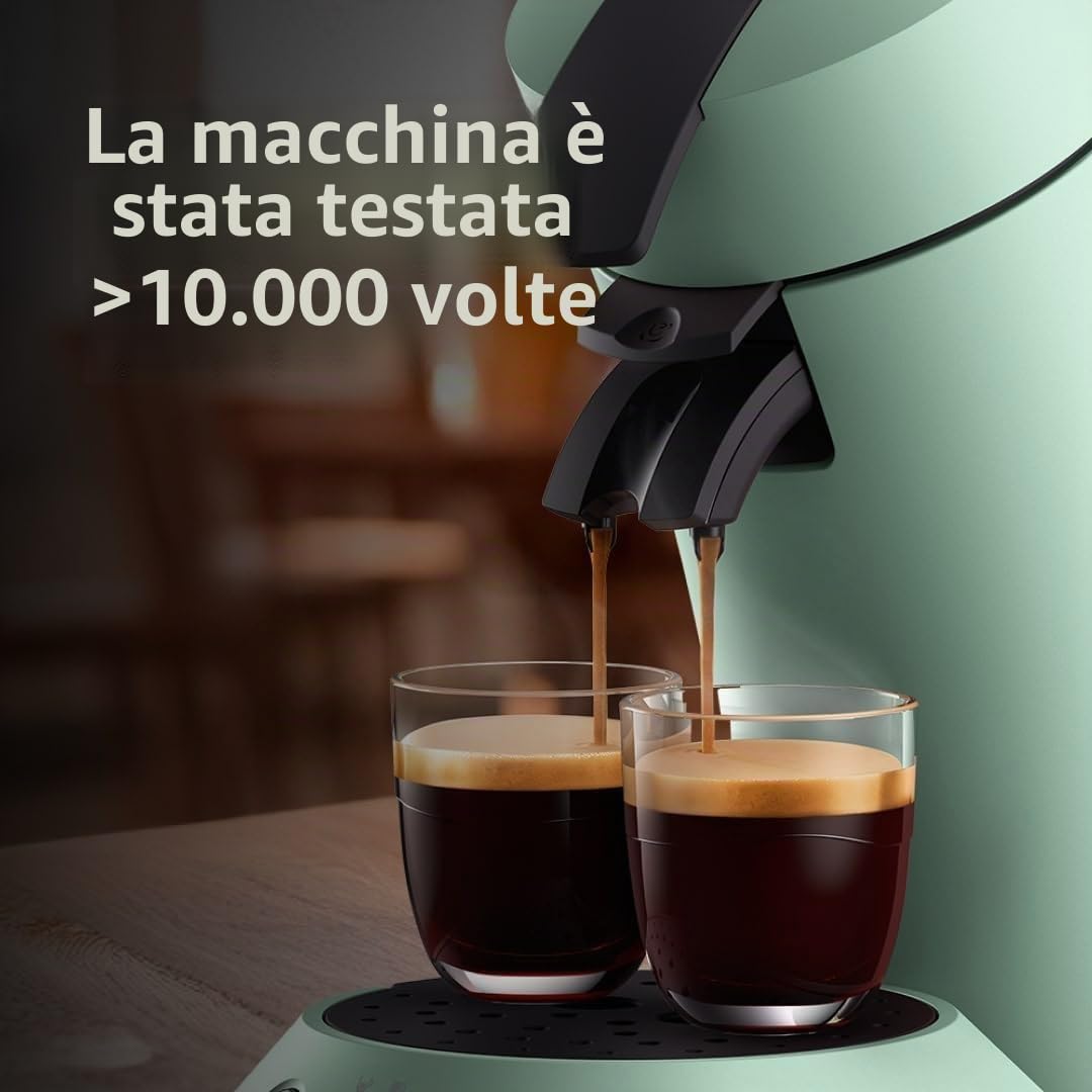Senseo - Macchina da caffè a cialde Original Plus, tecnologia caffè a cialde, plastica riciclata, verde deserto (CSA210/80)
