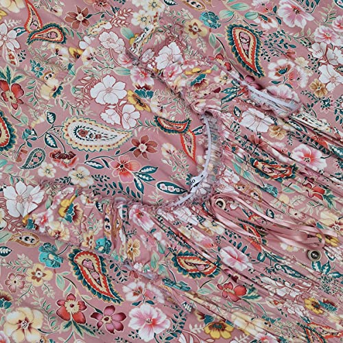 Ostoo Women's 2023 Summer Sleeveless Boho Floral Print Tiered Casual Flowy Long Maxi Dress (Pink, Xl) #TOP3