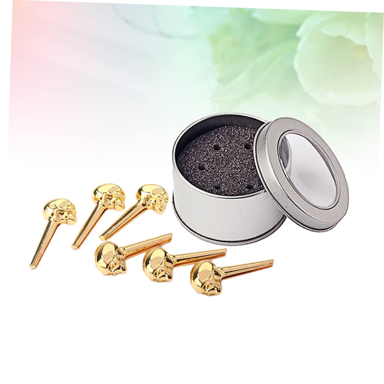 FUNOMOCYA Skull Head Bridge Pins 6 Pack Gl10a Zinc Alloy Acoustic Guitar Bridge Pin Kit for Guitar Parts