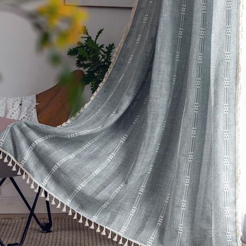 ColorBird Curtains for Bedroom, Grey Blue Linen Darkening