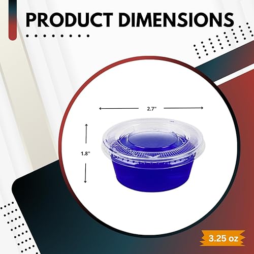 Miniatura 6 de Green Direct Vasos de gelatina desechables de plástico de 4 onzas con tapas, 100 juegos, recipientes de porciones pequeñas, tazas de salsa para