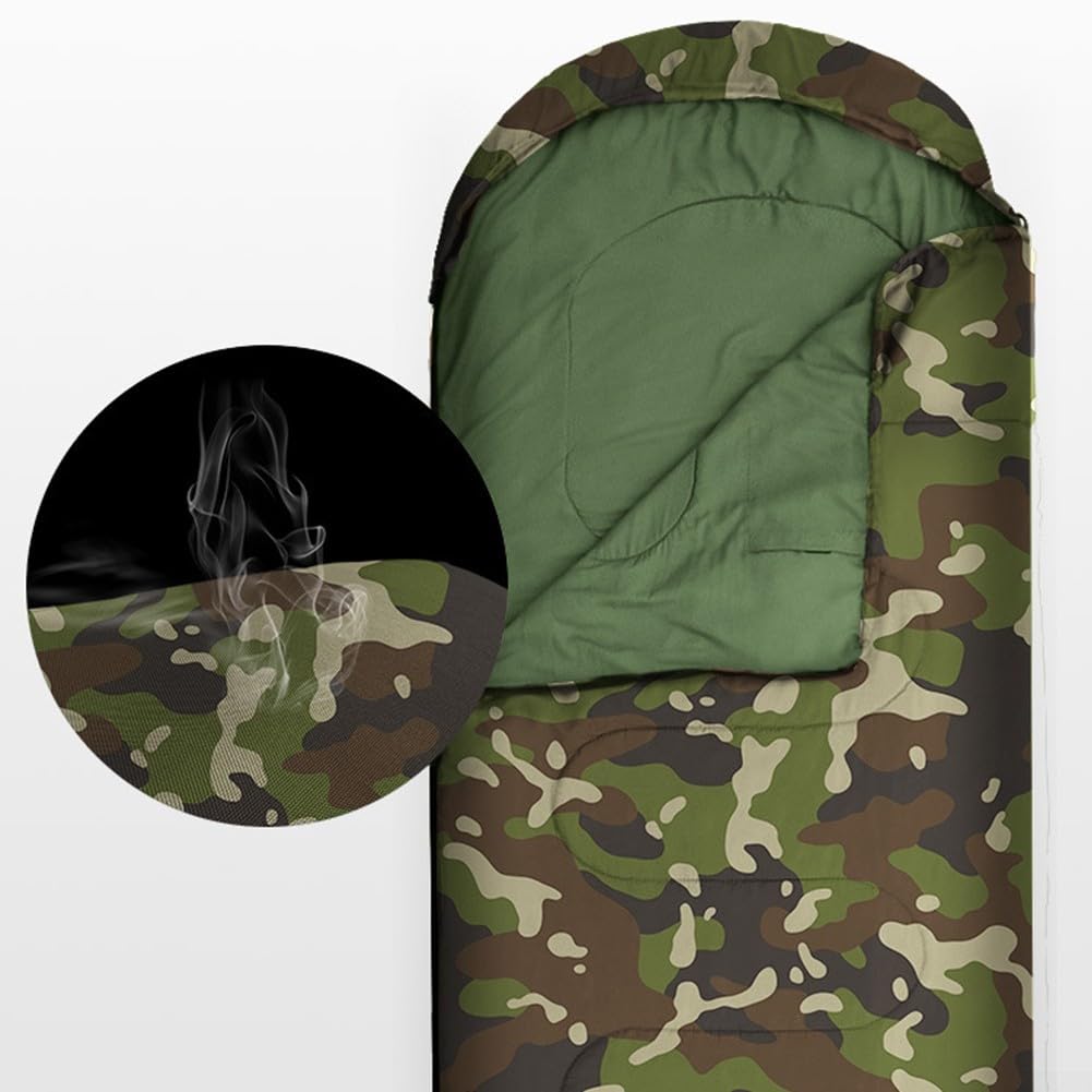 Sac de couchage motif camouflage jungle, 180 à 75 cm, quatre saisons, équipement de camping en plein air, imperméable, coupe-vent, chaud, rempli de coton, pour adultes, jeunes, randonnée