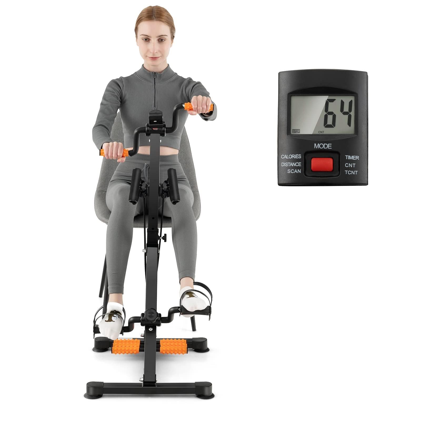 COSTWAY Pedaltrainer für Senioren, Arm und Beintrainer mit LCD Display, Bewegungstrainer höhen- & längenverstellbar, Heimtrainer für Zuhause