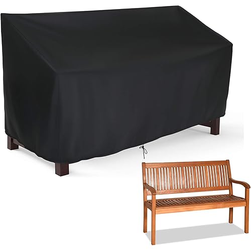 Hengme Outdoor Patio Garden Bench Cover - 3 Seat Outside Park Loveseat, Sofa, Glider, Furniture Cover Patio Bench Cover 64x26x35 inch(420D)
