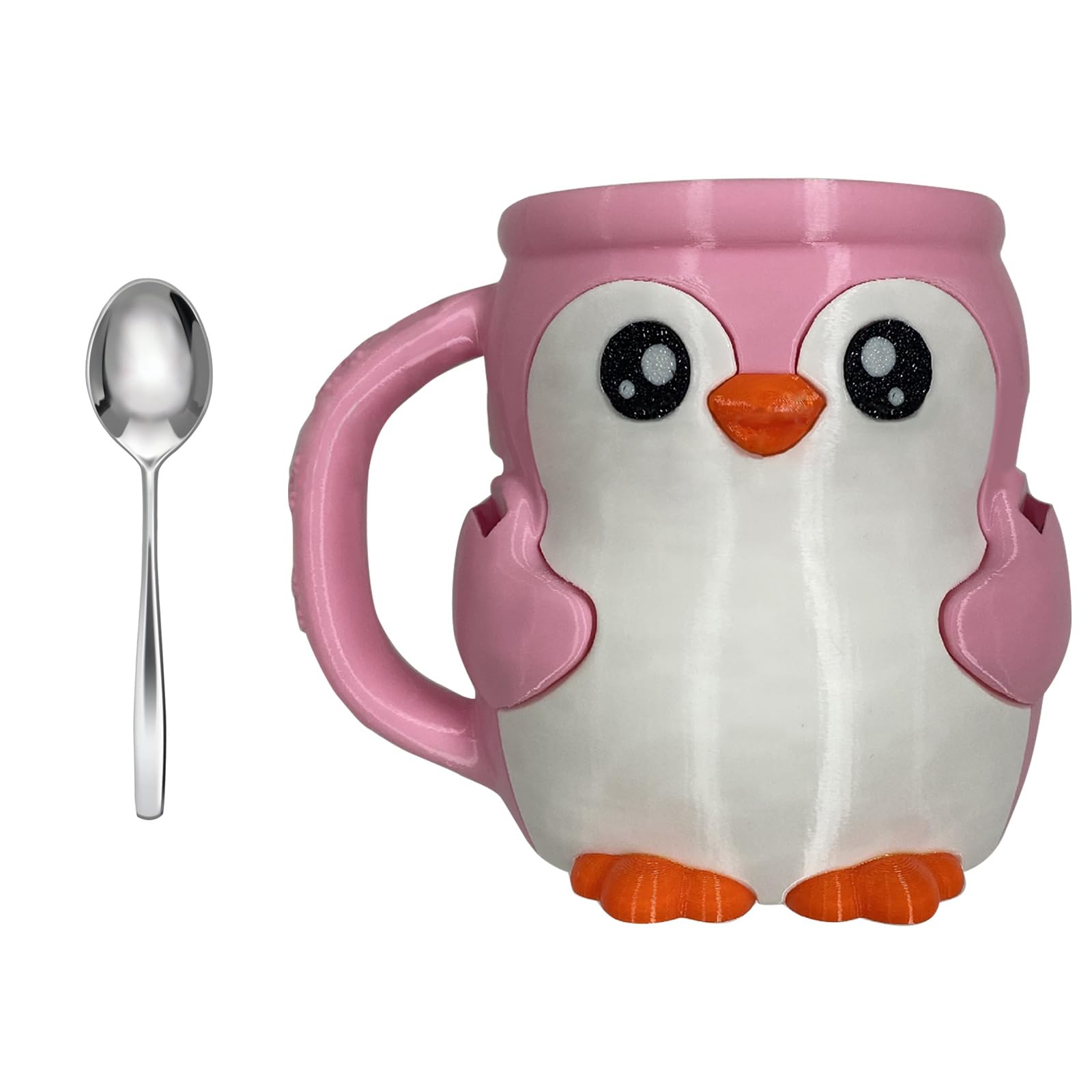 MALSSE Multifunctional Penguins Shape Ice Cream Pints Holder with Secret Storage Drawer Antifreeze Handle and Double Spoons Penguins Ice Cream Cup Sleeve