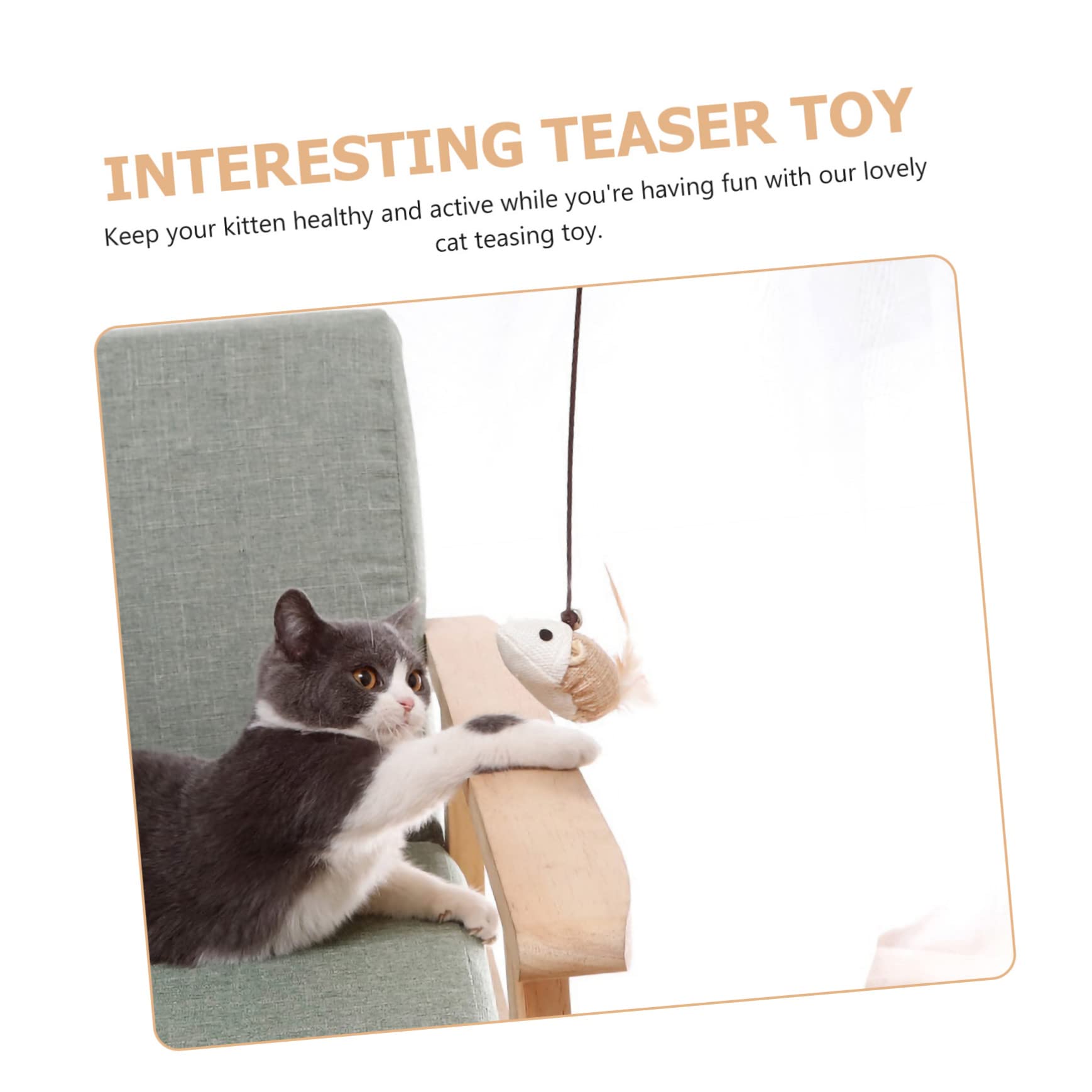 ibasenice Jouet Chat Interactif Forme De Chaton avec Clochette Bâtonnet Amusant Portable pour Chat