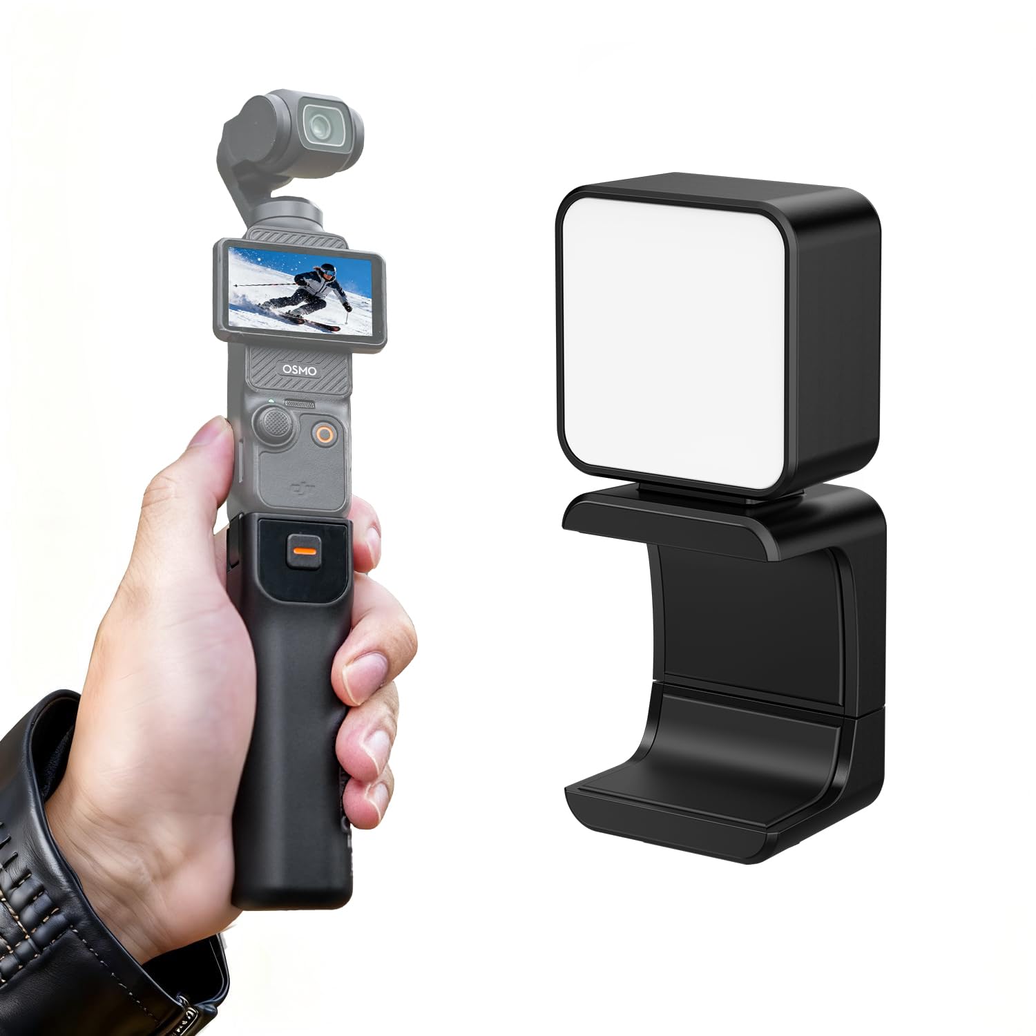 LKTOP Pocket 3 Battery Handle+Fill LED Light for DJI Osmo Pocket 3, Xtra Muse Accessories, 5000mAh Fast Charger 22.5W Power Stick Grips, 6hr Battery Life (Charging Time: 30 min Camera, 80min Self)