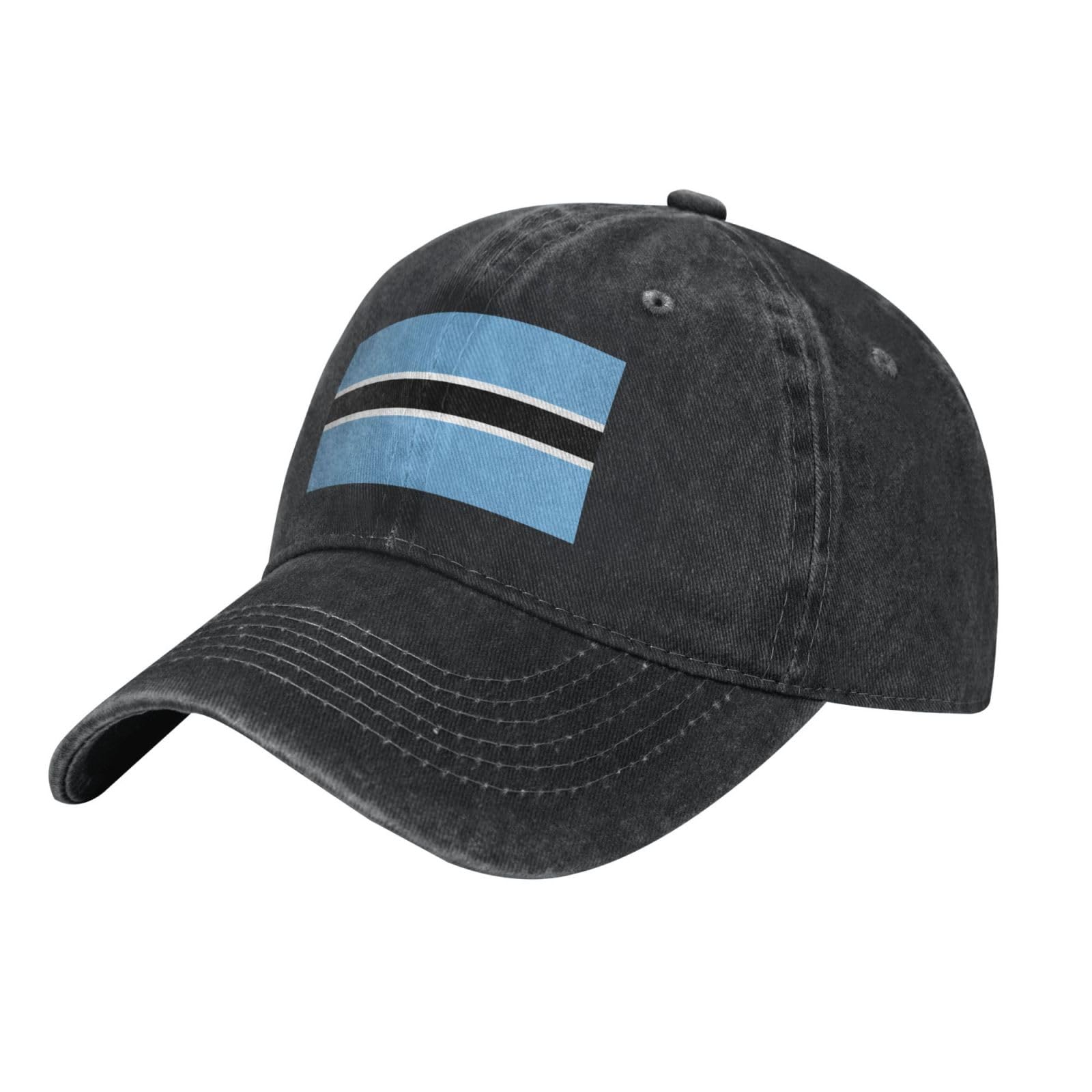 Wbqlsl Unisex Black Flag Of Botswana Adult Denim Baseball Cap, Adjustable Baseball Cap, Golf Dad Hat, Sports Casual Trucker Casquette Hat
