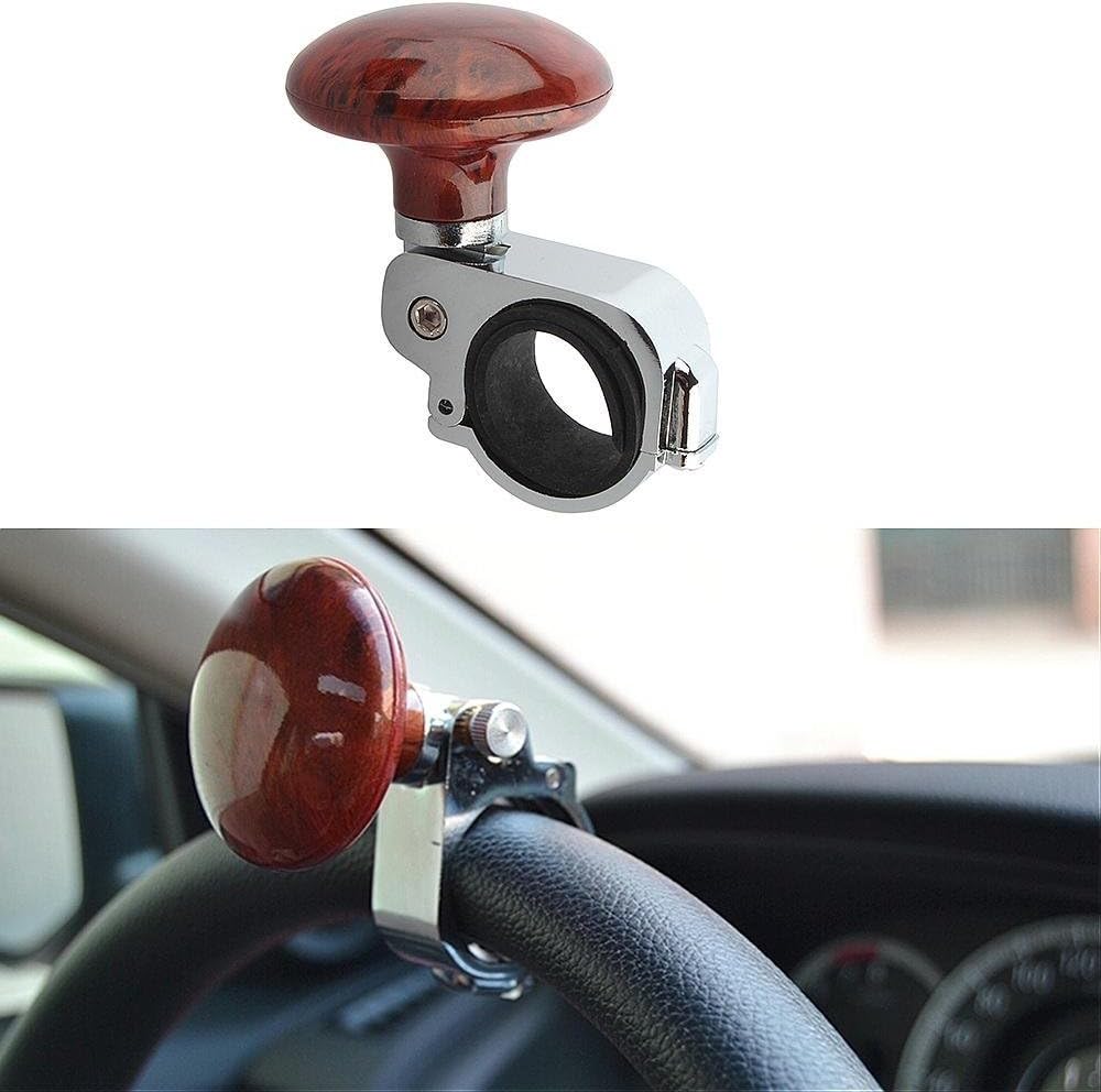 Metal + ABS Truck Steering Wheel Suicide Spinner Handle Power Ball Booster Spin Knob Clamp Fit for Universal Car (brown) : Automotive