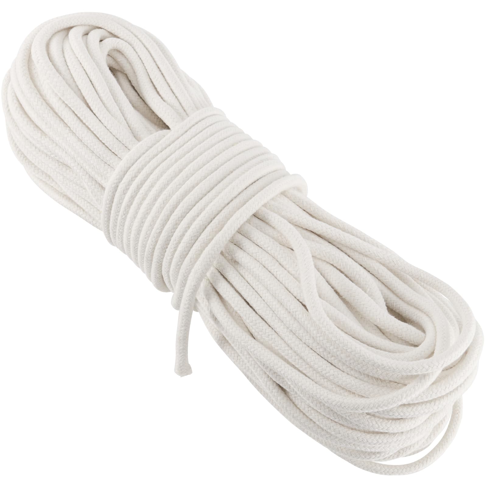 FUNSUEI 5/16 Inch 328 Feet White Cotton Clothesline Rope, Cotton Braided Clothesline Rope for Clothes Hanging, Plant Hanger, Knitting Crafts
