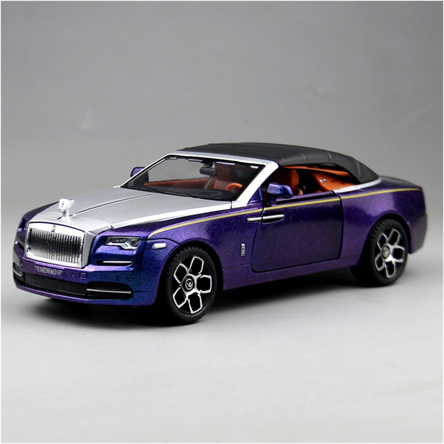 Metal Diecast Model Car 1:24 for Rolls Royce Dawn Luxury Alloy Miniature Model Car Enthusiasts Dream Gift(Purple)