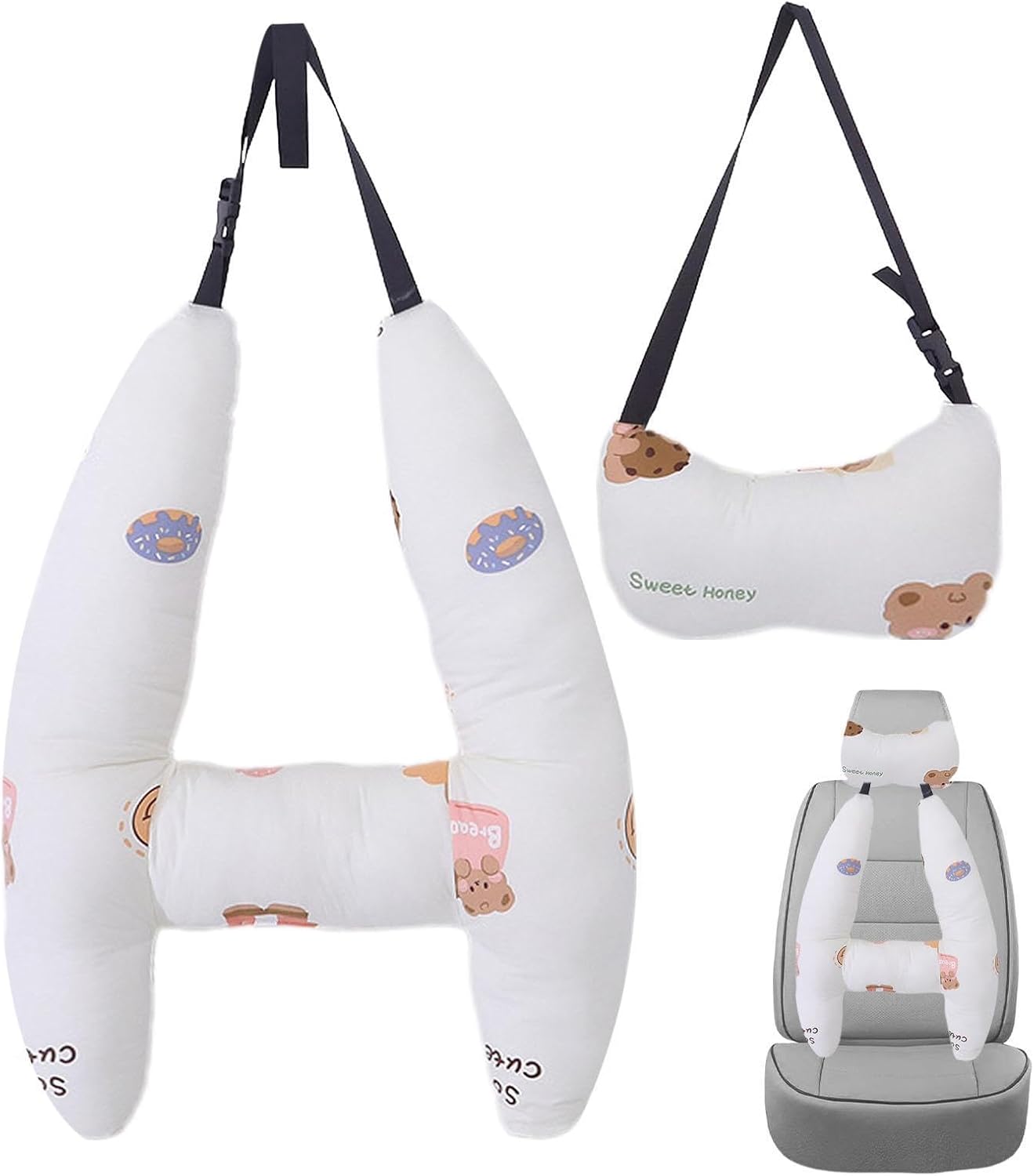 Générique Car Pillow for Children, Car Head Support for Children, Child Car H Pillows, H-Shaped Travel Cushion, Ideal for Sleeping in Car Travel