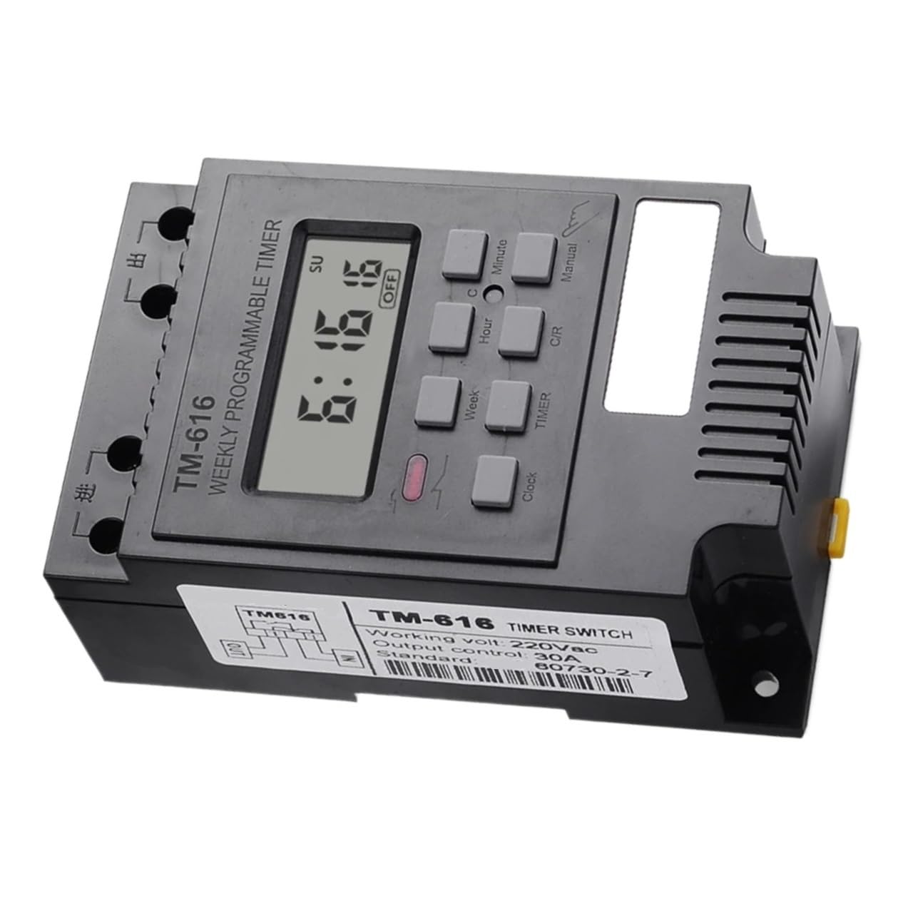 Temporizador Digital, relé Temporizador, 220 V CA, 30 A, 7 días, programable, Interruptor Temporizador Digital, Control de relé, Montaje en riel for Bricolaje