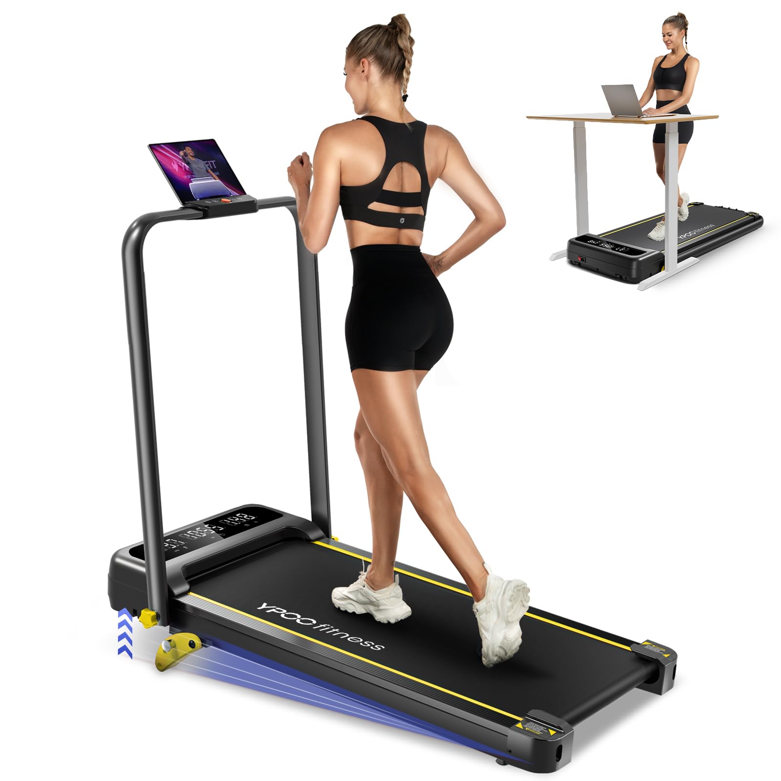 YPOO Loopband Voor Thuisgebruik Met 6% Helling, 0.8 8km/u Walking Pad Stille Treadmill Elektrische Inklapbaar Onder Het Bureau Zonder Installatie Afstandsbediening Led Display App 2118604962