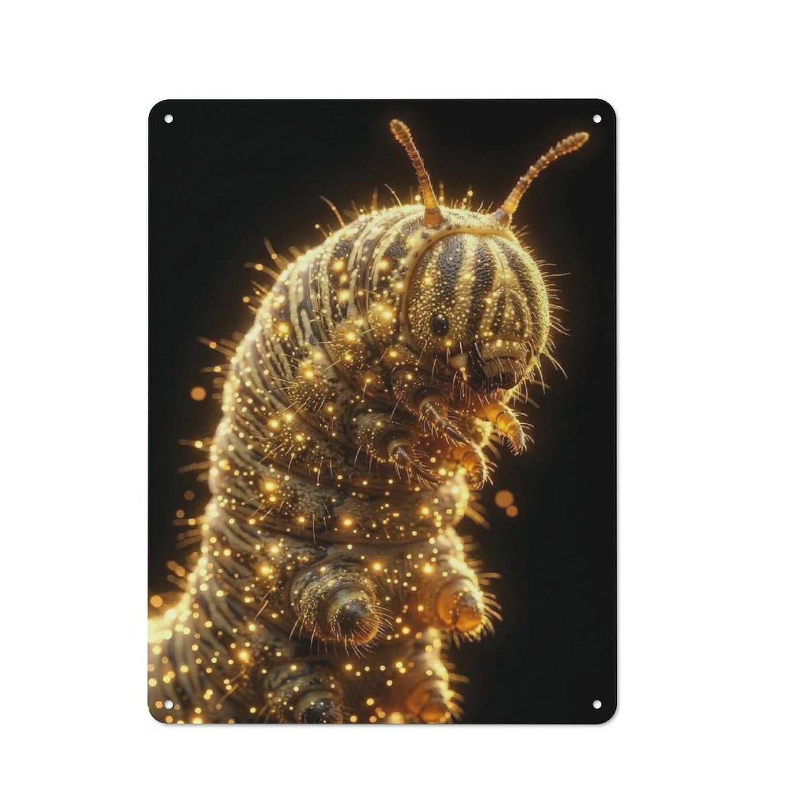 Junmoney Style-20 Farmhouse Glowing Caterpillar On Black Background Country Metal Sign 40X30cm, Cottage Wall Art For Farmhouse Kitchen, Pantry Or Dining Area