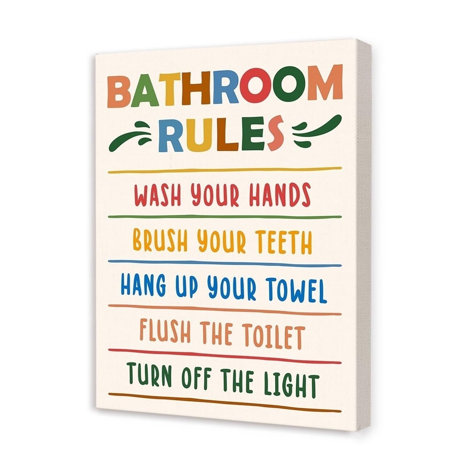 LLBOGRGGN Bathroom Wall-Art,Bath Wall Decor for,Bathroom Rules Canvas Wall Decor for Toilet Restroom Washroom poster(Unframed,12x18inch(30x45cm))