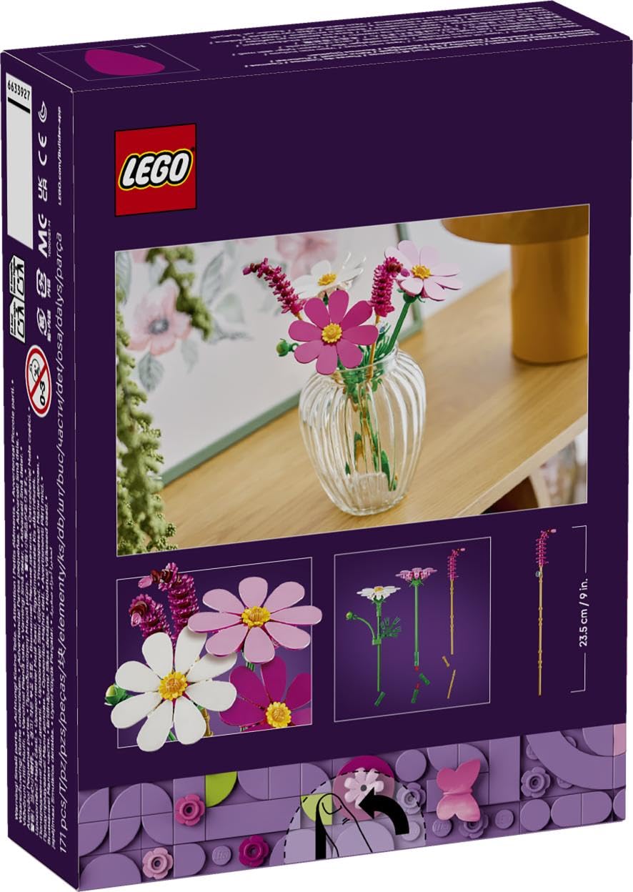 LEGO Botanicals Les Cosmos - Bouquet de Fleurs Artificielles avec 3 Fausses Plantes & 2 Brins Fleuris - Décoration de Chambre d'enfant DIY - Cadeau d'anniversaire pour Fille dès 9 Ans ou Adulte 11514