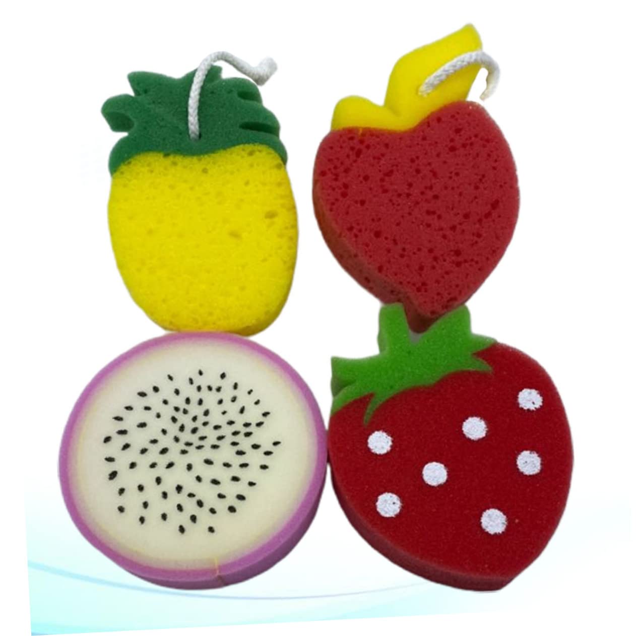 MUSISALY 4Pcs Cartoon Fruit Shape Bath Sponge Bathing Sponges for Gentle Cleansing and Skin Massage Shower Sponge for Boys and Fun Bath Accessories